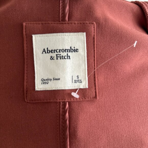 🧥 Abercrombie & Fitch Rust Red Trench Coat – Size Small - Picture 10 of 12